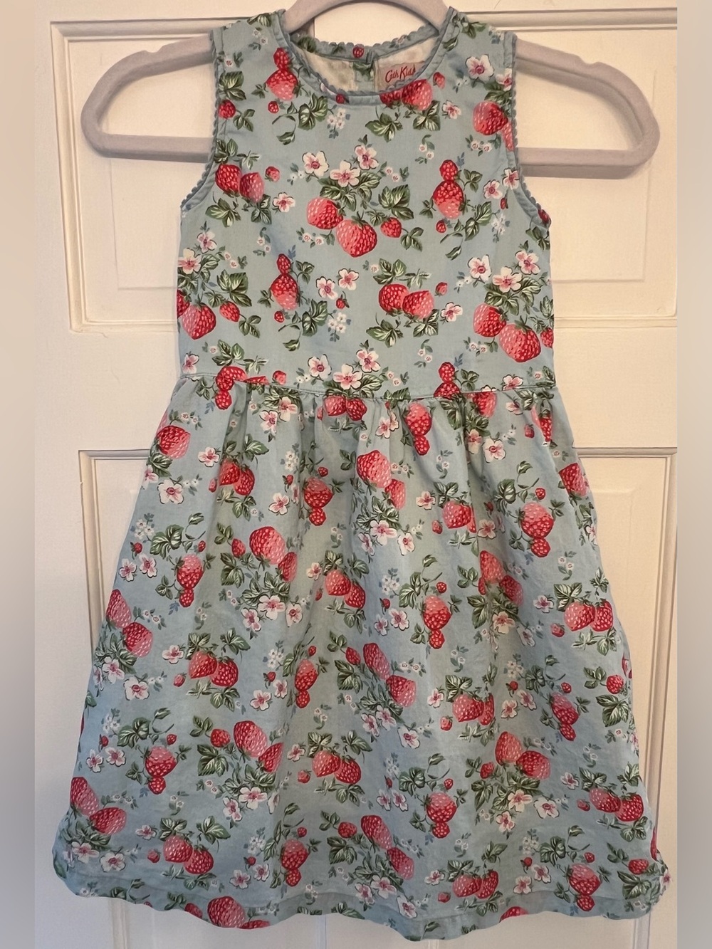 Cath Kidston Light Blue Strawberry Print Girls' Dress
